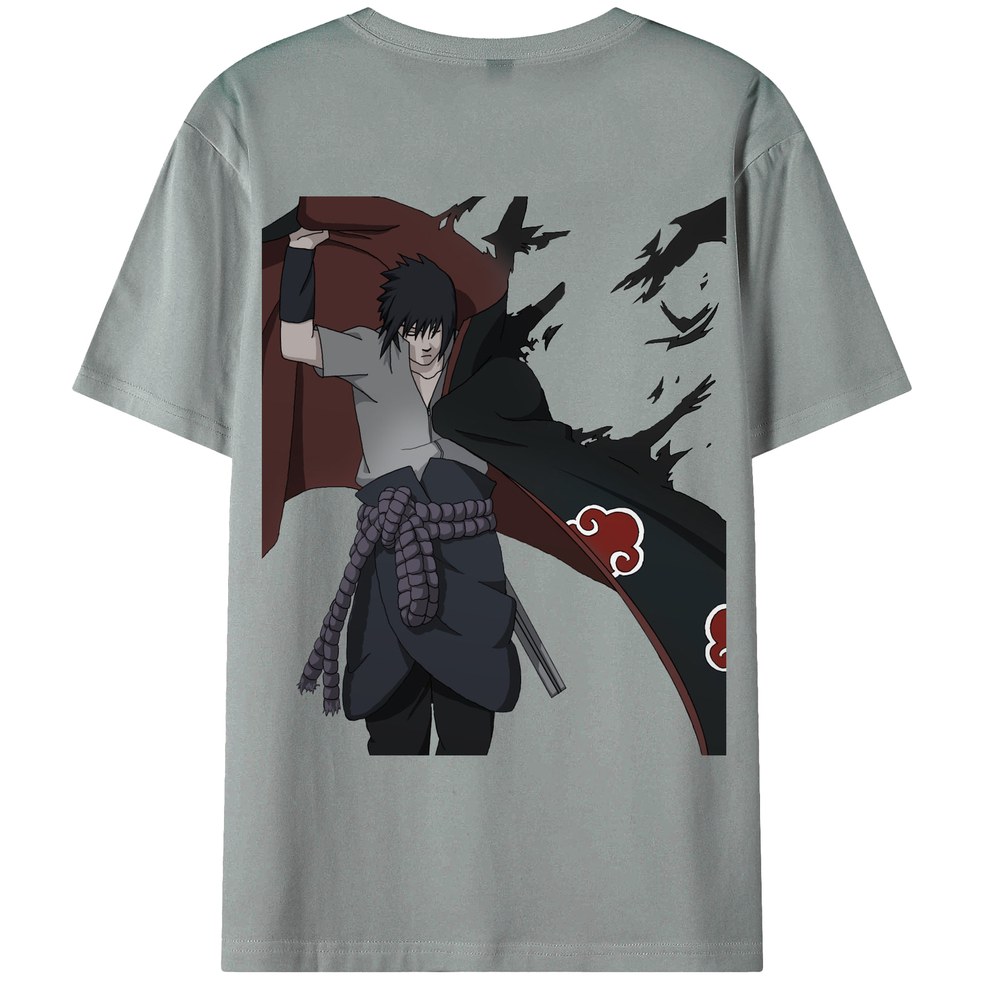 （画像用） NARUTO -ナルト- うちは サスケ Uchiha Sasuke 綿100％ メンズ半袖Tシャツ（バックプリント） 通気性